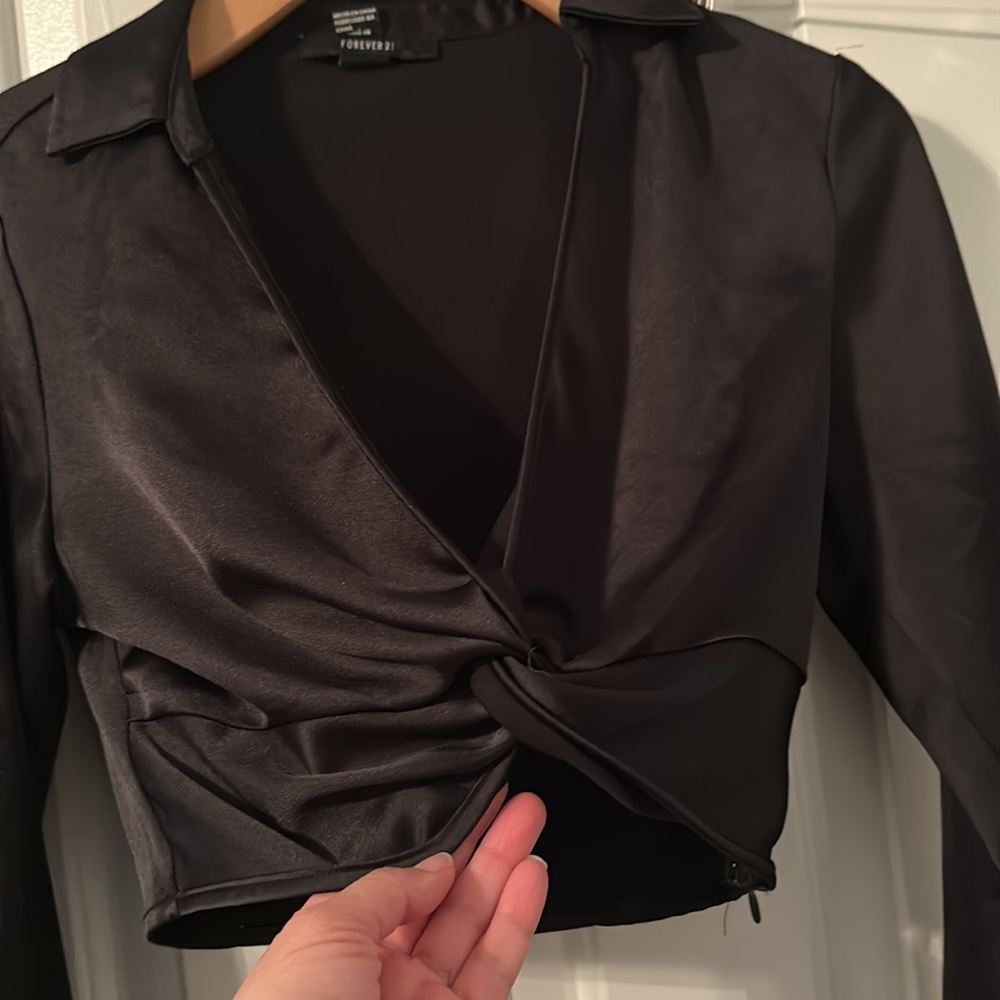 Loved crop silk top.